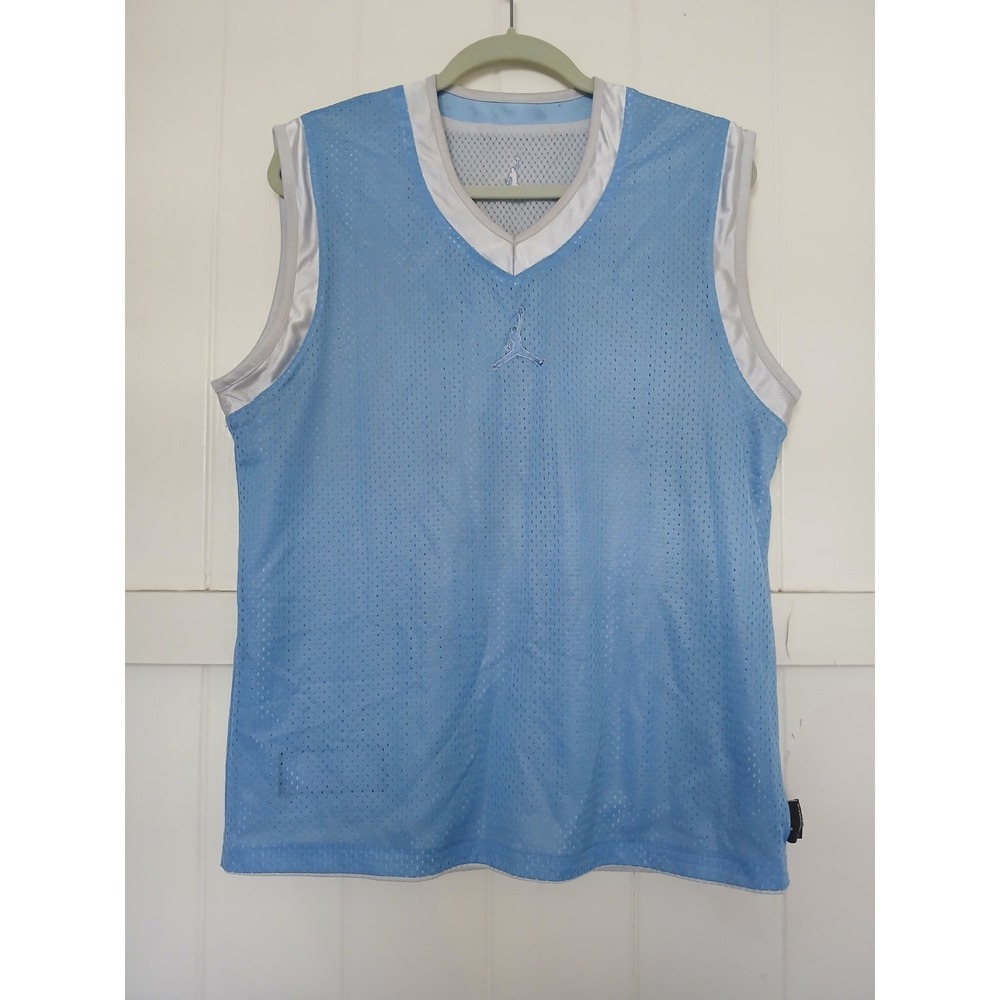 Vintage Jordan Jersey Carolina Blue White Basketball Reversible Logo Mens Large*